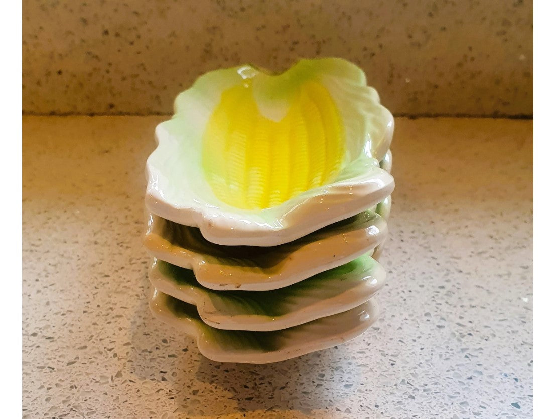 Corn On The Cob Sweetcorn Dishes, Yellow, green, White, Vintage, 1970s