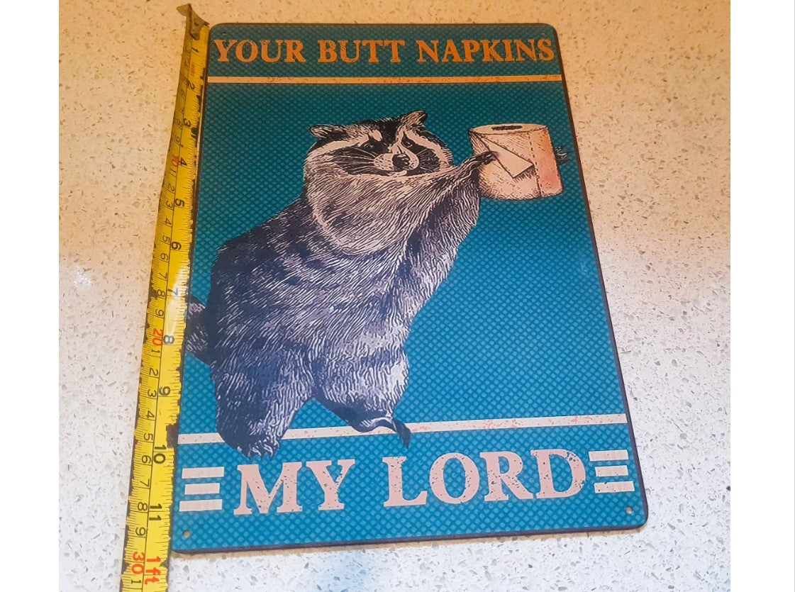 Racoon, Bathroom Sign, Funny, Quirky, Racoon, Fun, Kitsch Quirky Toilet sign