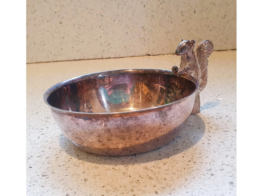 Viners Silver Squirrel Bowl, English (Sheffield) Silver-plated, Novelty, Squirrel, Christmas Nuts - In original Packaging, Box