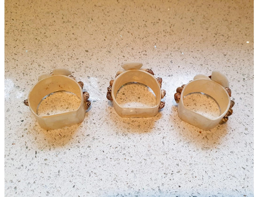 Vintage Shell Napkin Rings, Genuine, Original, Set of 3, Shell Napkin Rings