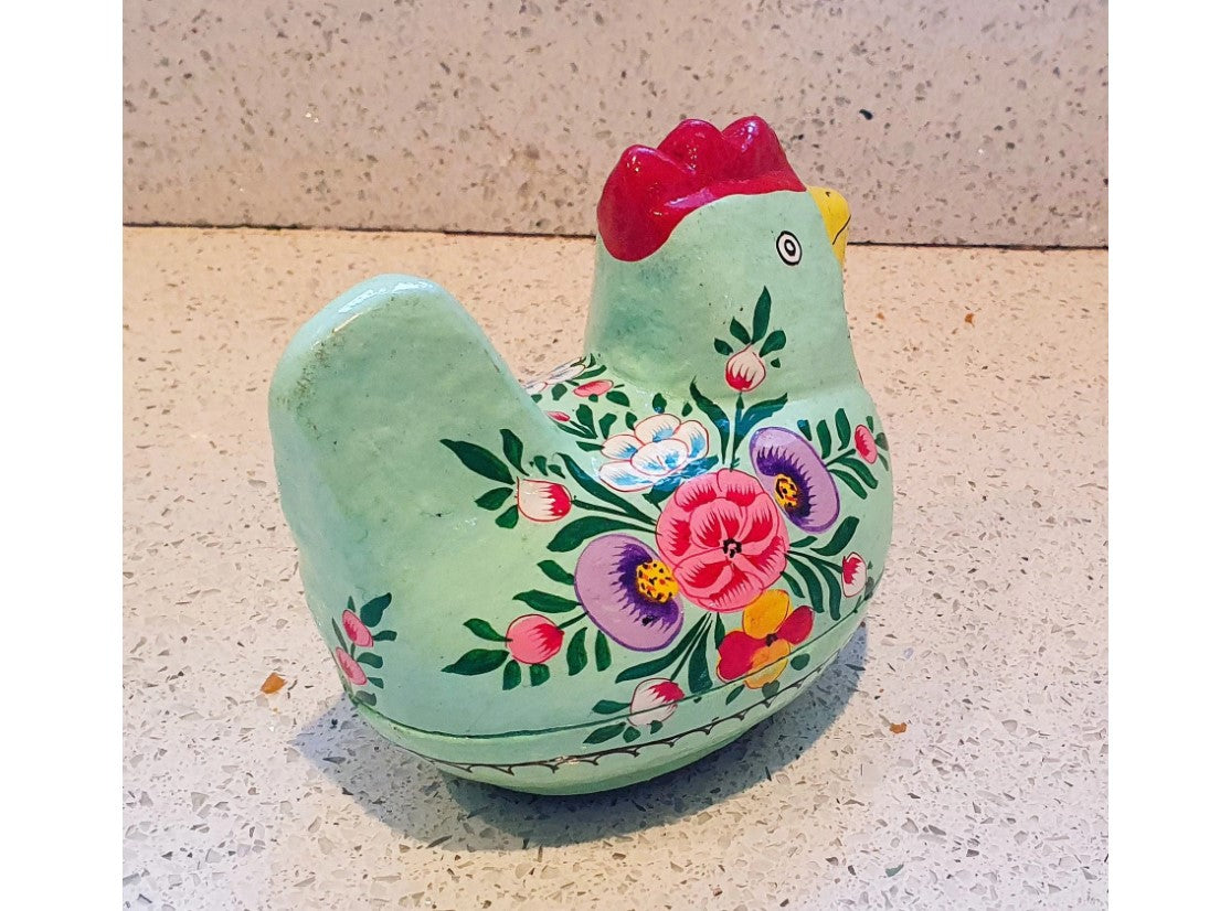 Wooden Chicken Trinket Box, Hand Painted Chicken Shaped Trinket Box, Colourful, Cute