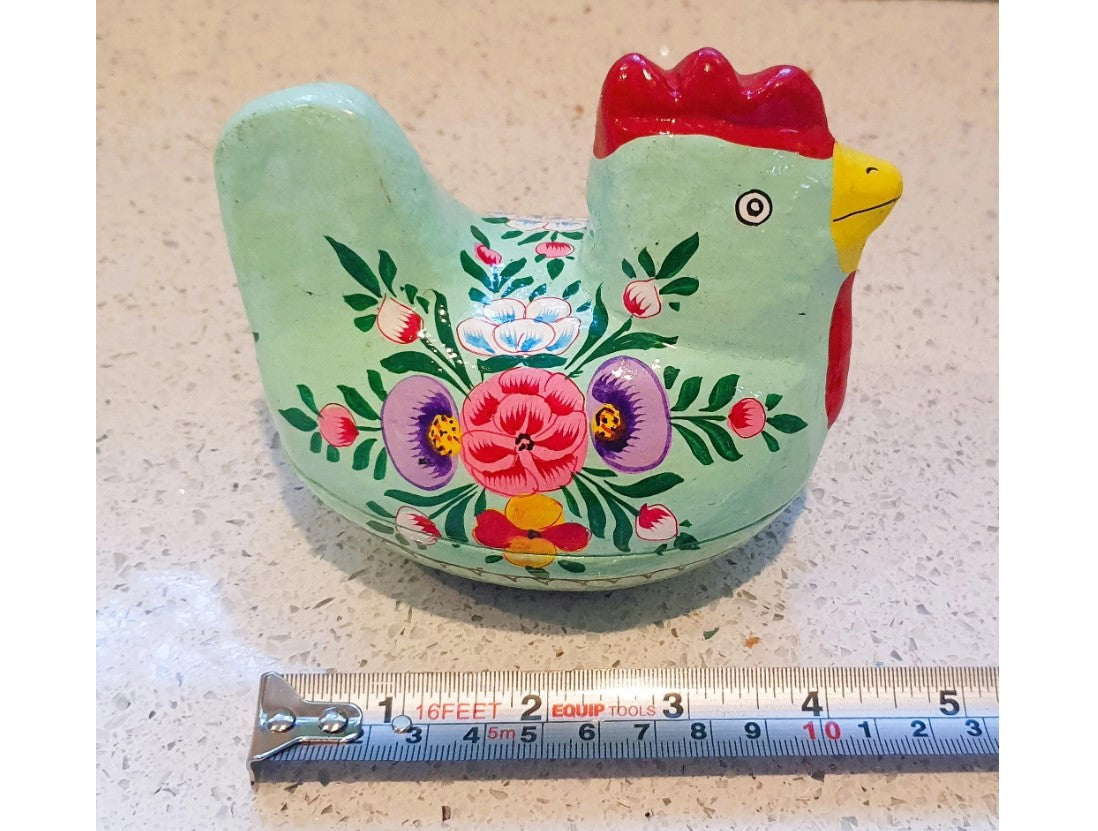Wooden Chicken Trinket Box, Hand Painted Chicken Shaped Trinket Box, Colourful, Cute