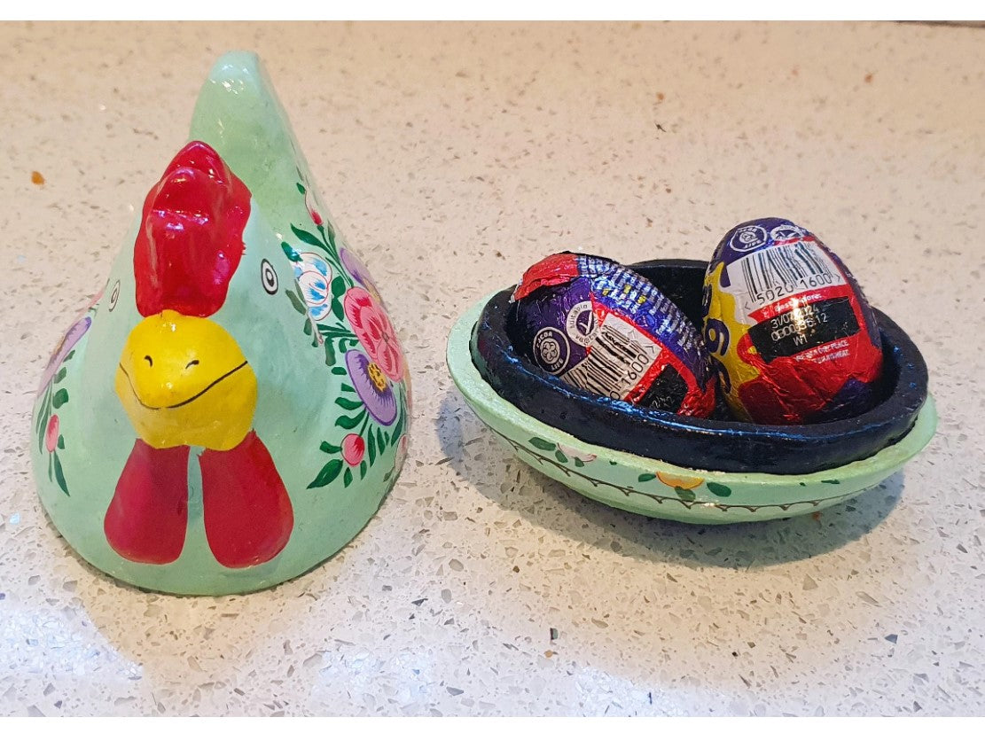 Wooden Chicken Trinket Box, Hand Painted Chicken Shaped Trinket Box, Colourful, Cute