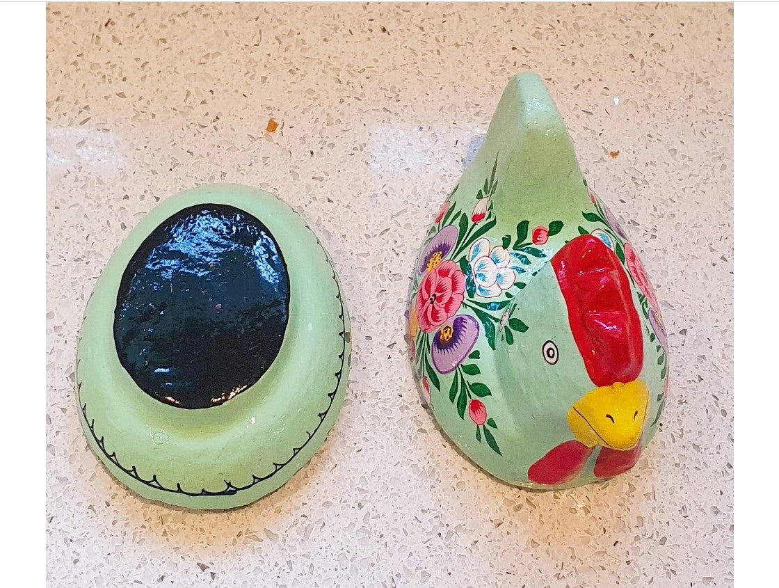 Wooden Chicken Trinket Box, Hand Painted Chicken Shaped Trinket Box, Colourful, Cute