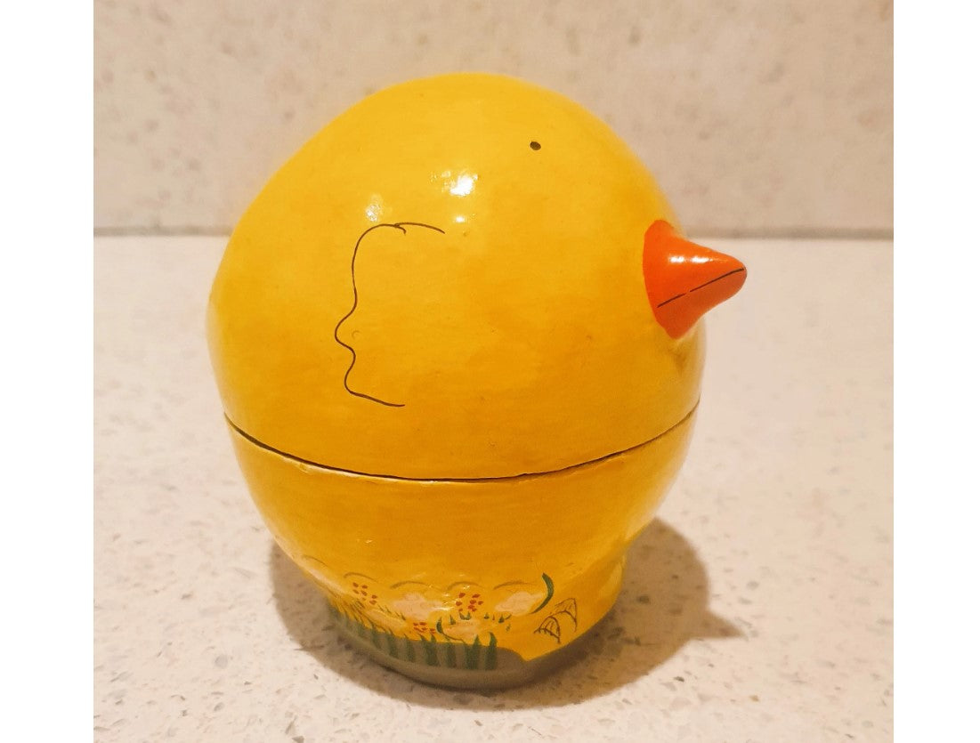 Chick shaped trinket Box, Wooden Chick Shaped Trinket Box, Chick Shaped, Easter Egg Box, Vintage