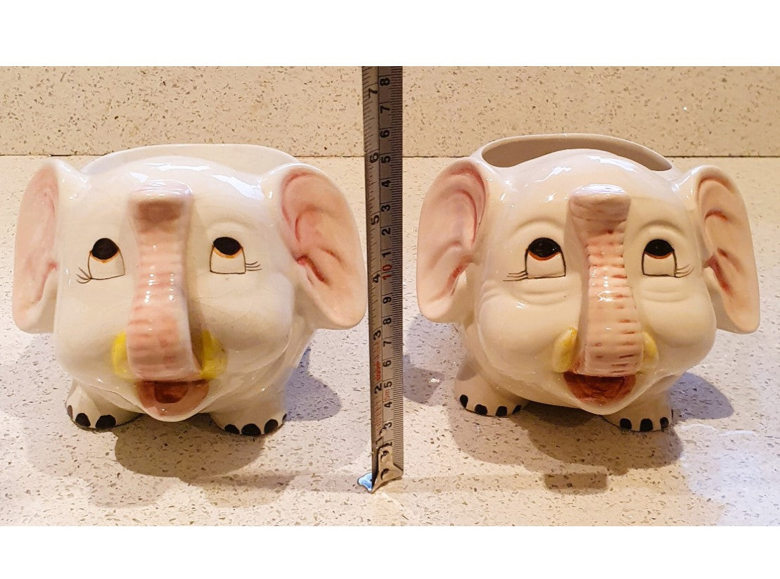Vintage, Elephant shaped plant pot, elephant shaped Planter, Kitsch, Quirky, Anthropomorphic, Plant pot, Planter