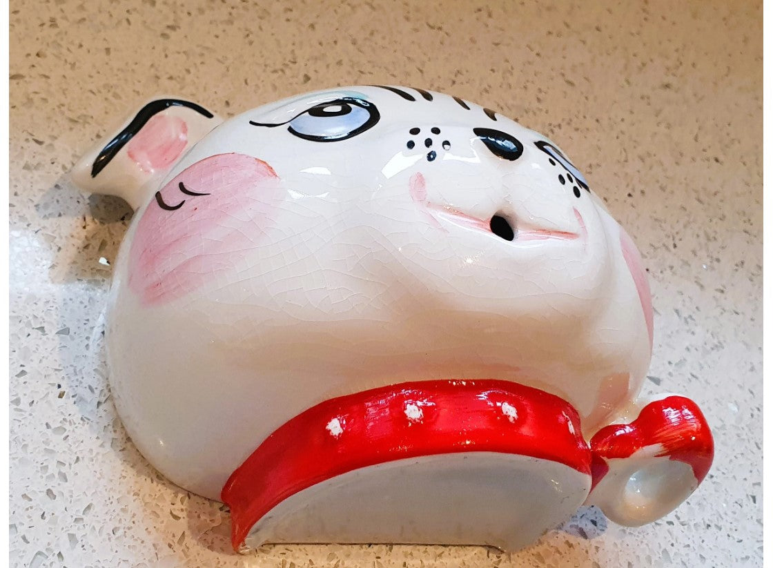 Kitsch, Quirky, vintage Dog String Dispenser, 50s, Kitsch Ceramic, Dog, String Dispenser