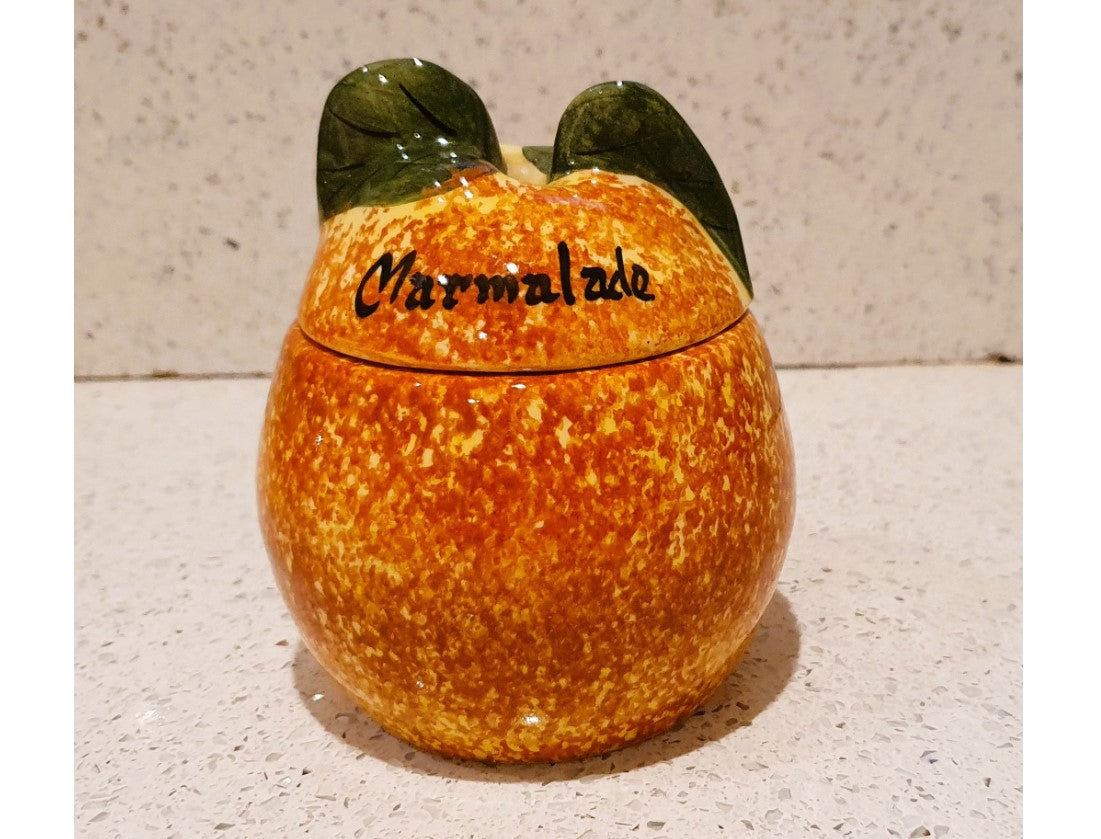 Toni Raymond Marmalade Jar, Ceramic Orange Shaped Jar, Marmalade Pot Jam Pot, Orange, with lid, 60s Kitchen, Kitsch, Quirky