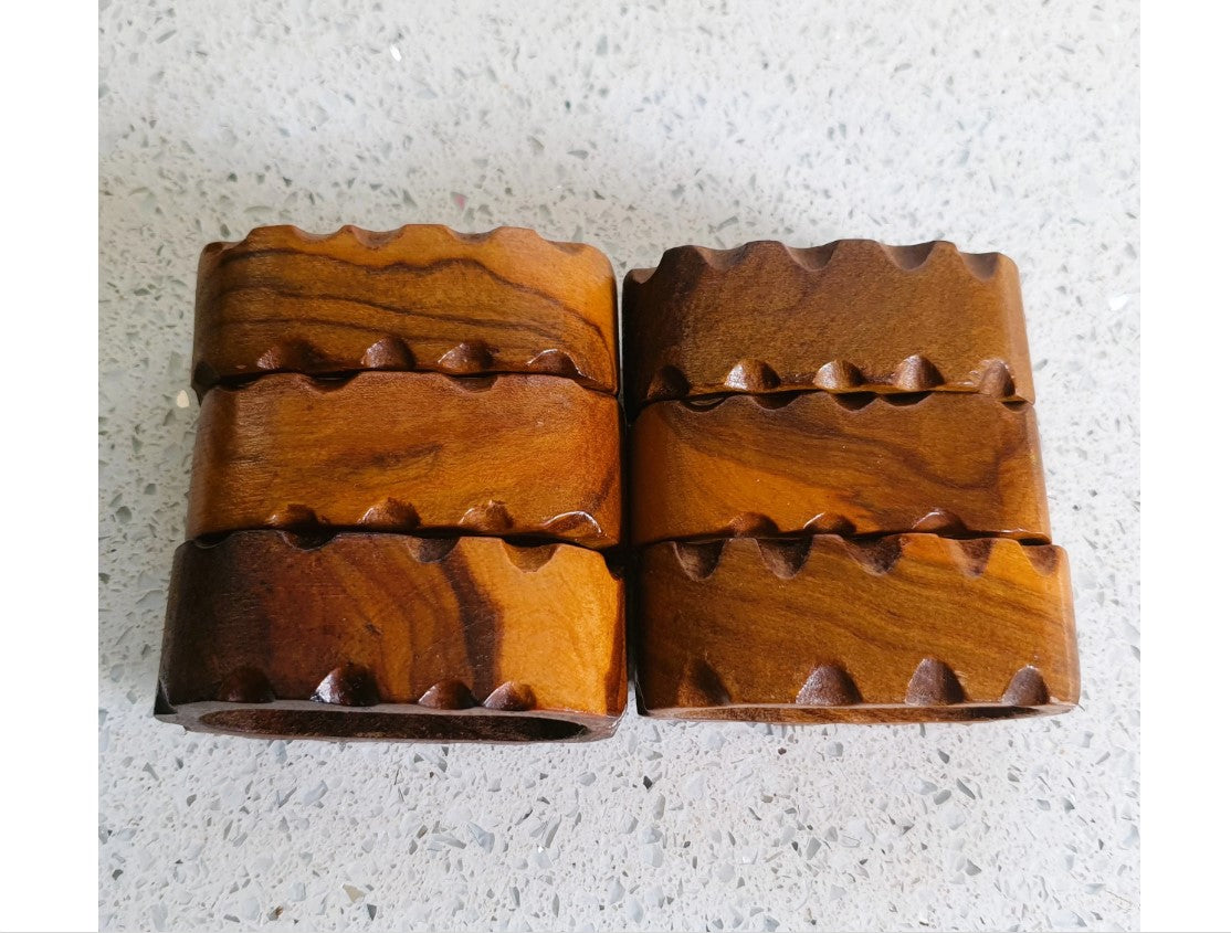 Mid century Napkin Rings, Wooden Napkin Rings, Set of 6 Napkin Rings, 6 Napkin Rings, Wooden Napkin Rings