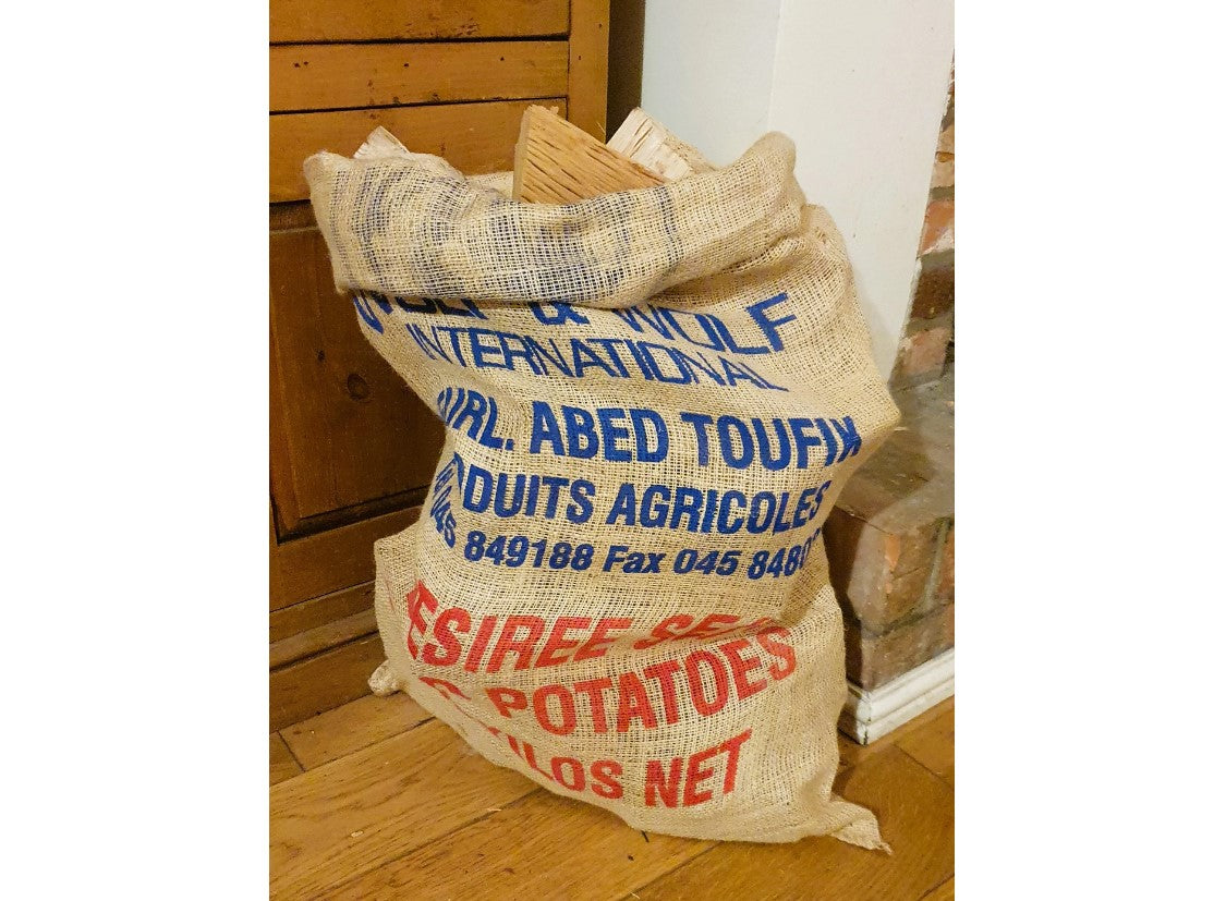 Hessian Burlap Potato Sack, Storage, Log Basket, Sack race, Potato Storage, Potato Bag, kitchenalia