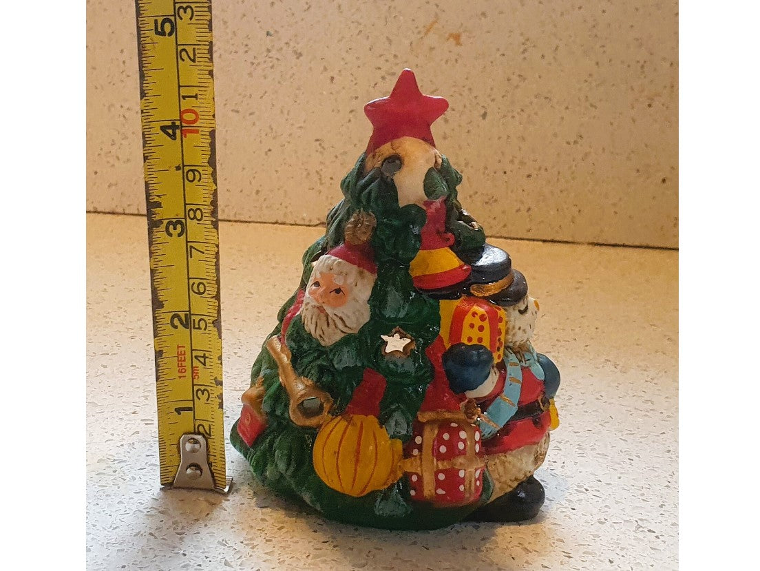 Vintage Christmas Ornament, Kitsch, Quirky, Christmas tree, Tea Light, Light up, Ceramic, Handmade, Hand decorated