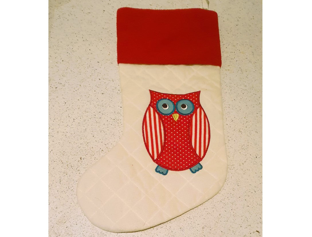Owl Christmas Stocking, Christmas, Owl, Quilted Christmas Stocking, Pre Loved, Christmas Stocking, Owls