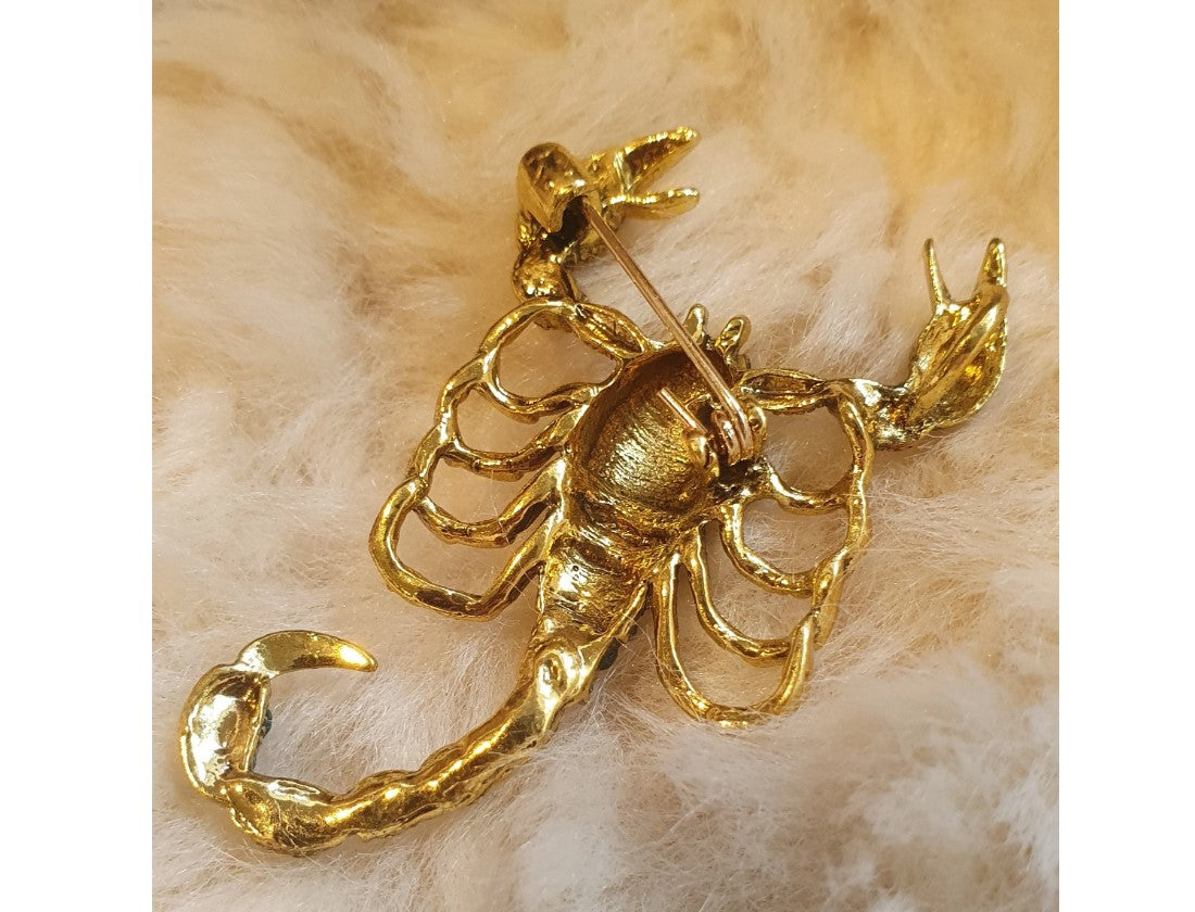 Scorpion Broach, NEW, Insect Jewelery, Quirky, Unusual, Green, Gold