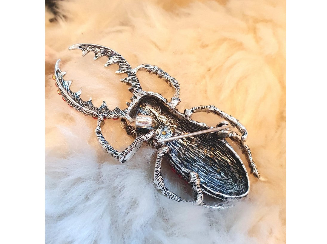 Beetle, Broach, NEW, Insect Jewellery, Quirky, Unusual, Red and green