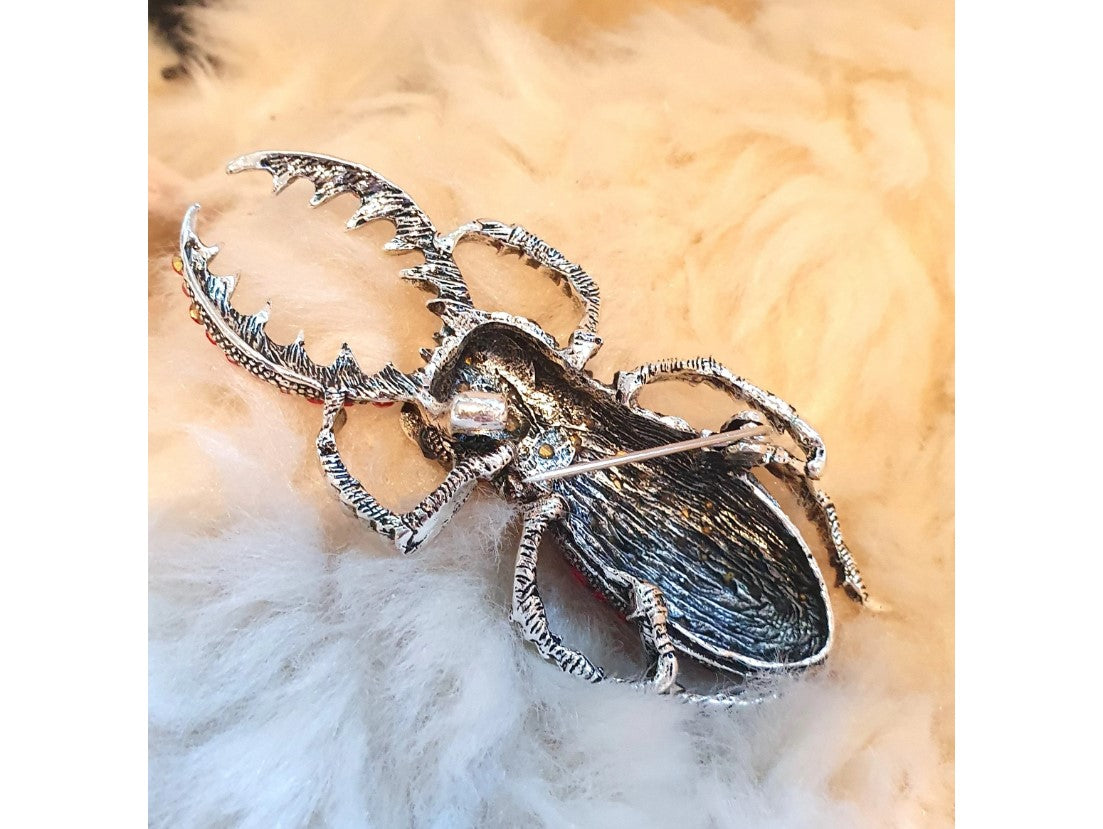 Beetle, Broach, NEW, Insect Jewellery, Quirky, Unusual, Red