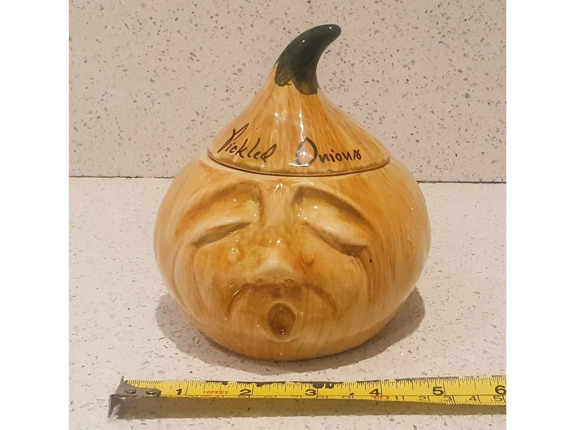 Vintage Pickled Onion Jar, Pickled Onion, Crying Face, Face, Quirky, Kitsch, Anthropomorphic, Toni Raymond, Large, 5 Inch