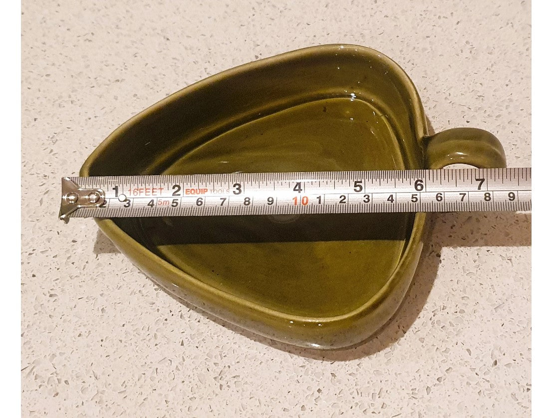 Quirky, Green Dip Bowl, Olive bowl, Tapas, with handle, Babbacombe pottery, handled serving dish, 6" 1960's, Made in England, Devon
