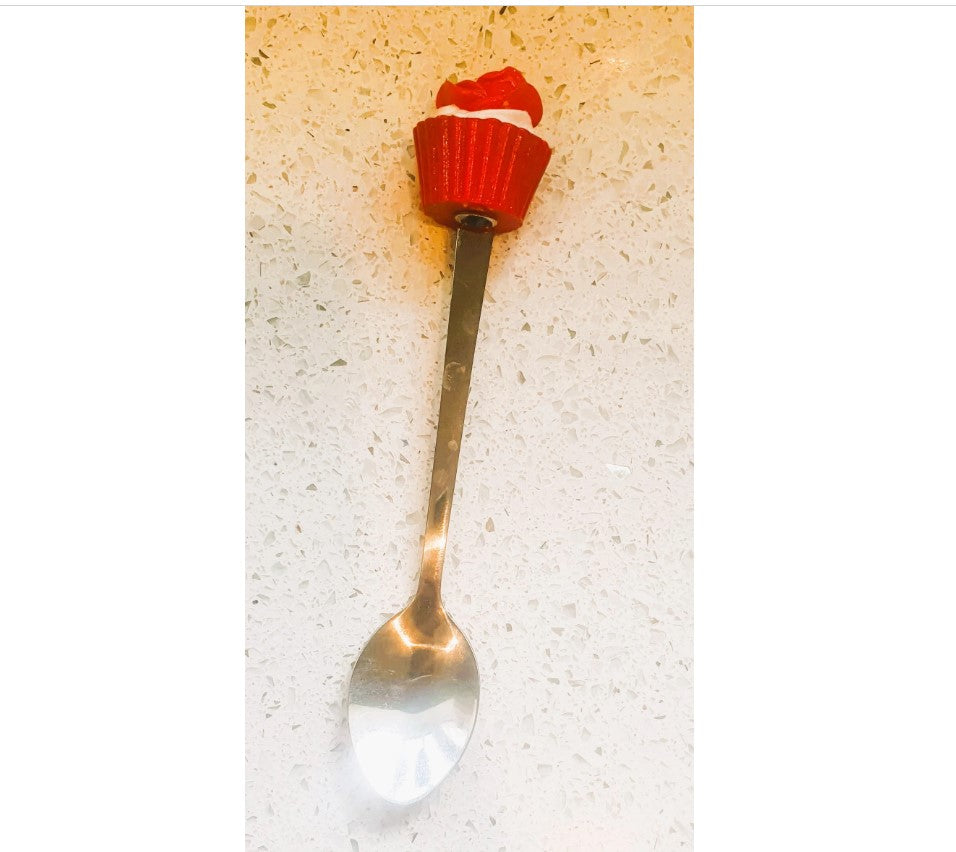 Ceramic Handle, Tea Spoons, Cup Cake Design, Shaped, Novelty, Quirky, Afternoon Tea