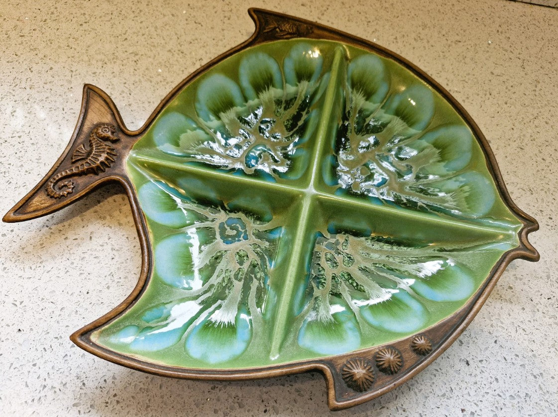 Fish shaped Platter, Segmented Platter, Fish Shaped Snack Platter, Treasure Craft
