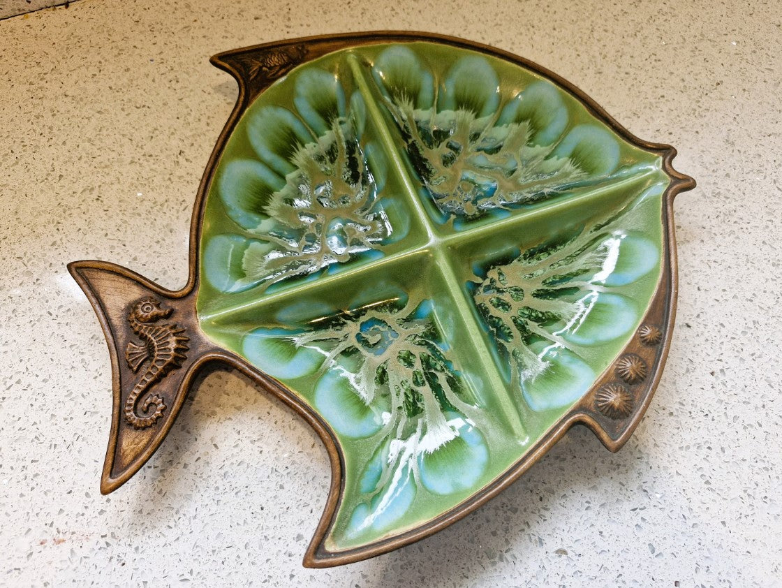 Fish shaped Platter, Segmented Platter, Fish Shaped Snack Platter, Treasure Craft