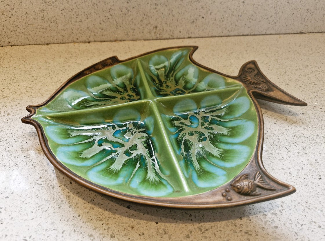 Fish shaped Platter, Segmented Platter, Fish Shaped Snack Platter, Treasure Craft