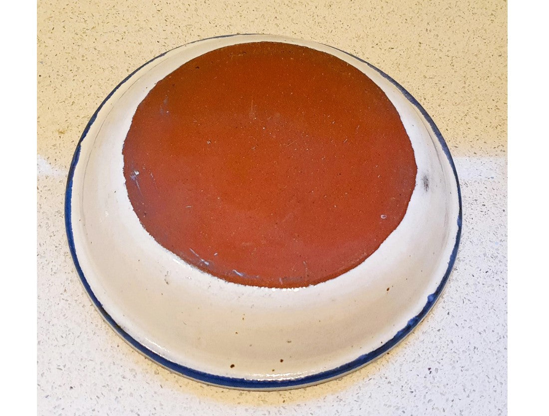 Vintage, Studio Pottery Bowl, Hand Painted Stoneware Bowl, Abstract, Fish Design, Large