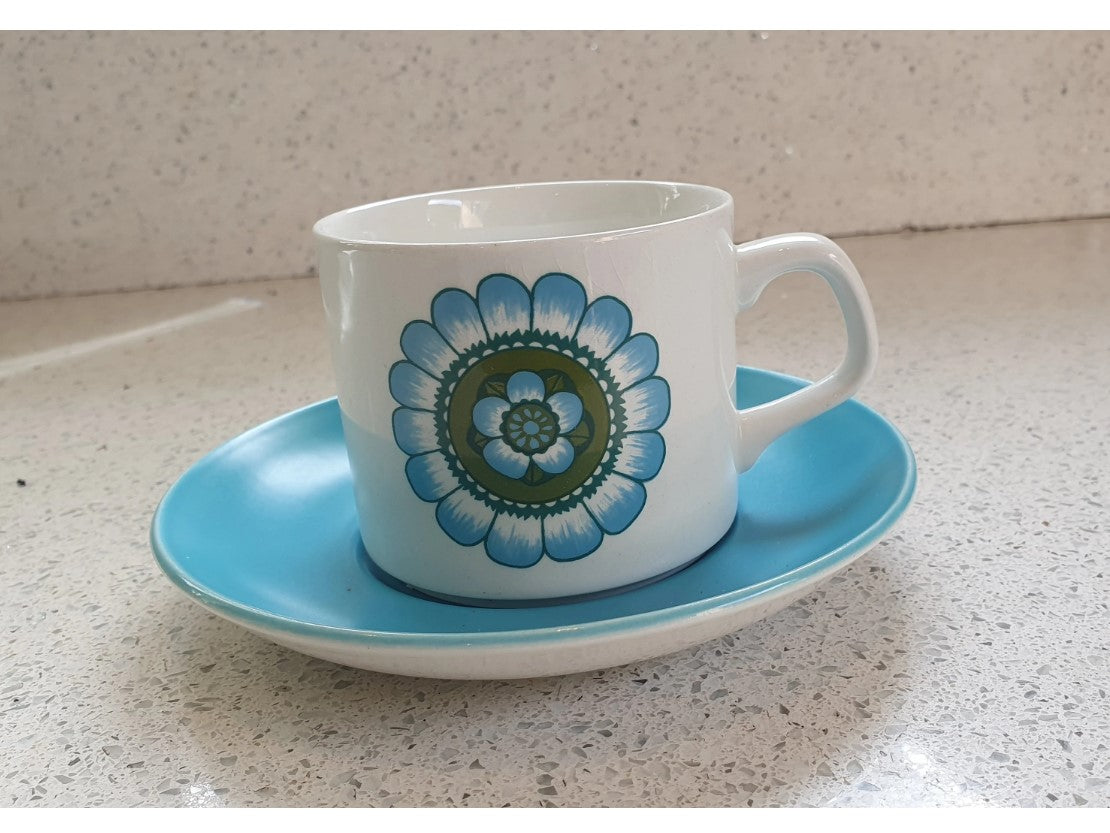 Meakin Capri Tea Cup and Saucer, Meakin Capri Coffee Cup and Saucer, VGC