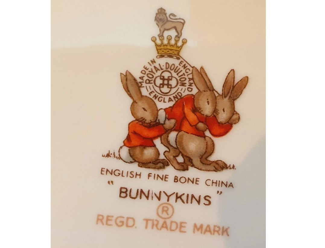 Royal Doulton, Bunnykins Plate, Bunntkins Dressing Up, 8 Inches, Made in England, Christening Gift, New Baby, Heirloom gift, Fine Bone china