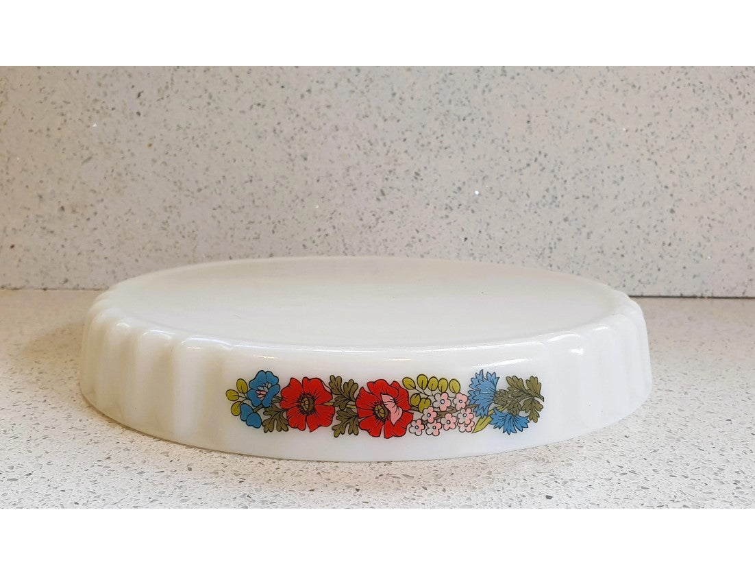 Pyrex Quiche dish, Oven to Table, Poppy, Fluted Flan Dish 1982, Large, 11 Inch, Pyrex, Kitchenalia