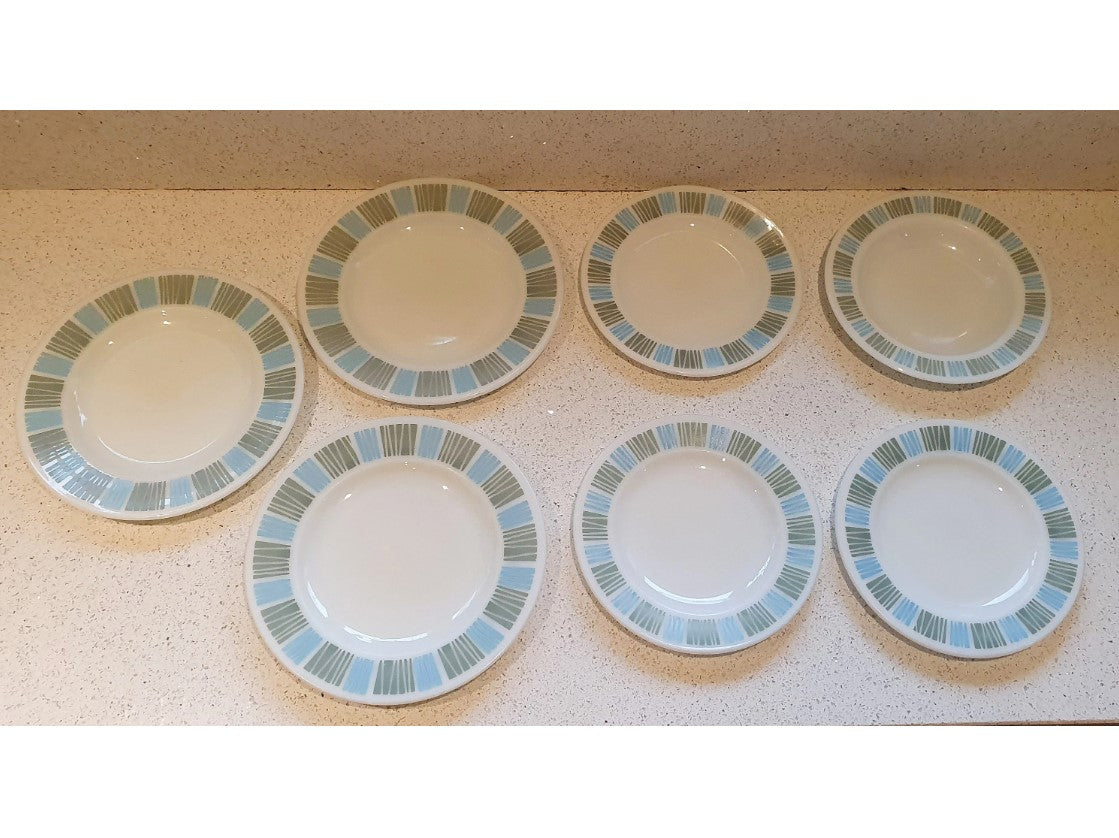Pyrex Plates, JAJ, Matchmaker, milk glass, Salad Plates, 8.5 inch Bowl