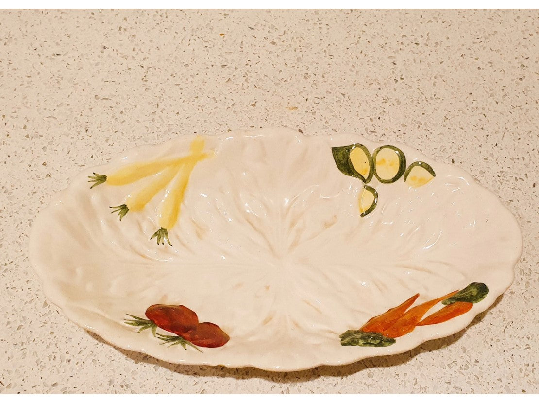 Majolica Vegetable Dishes, Plates, Kilsboro Ware, Hand Painted, Bowl, on Feet. Vegetable Decoration, Majolica,