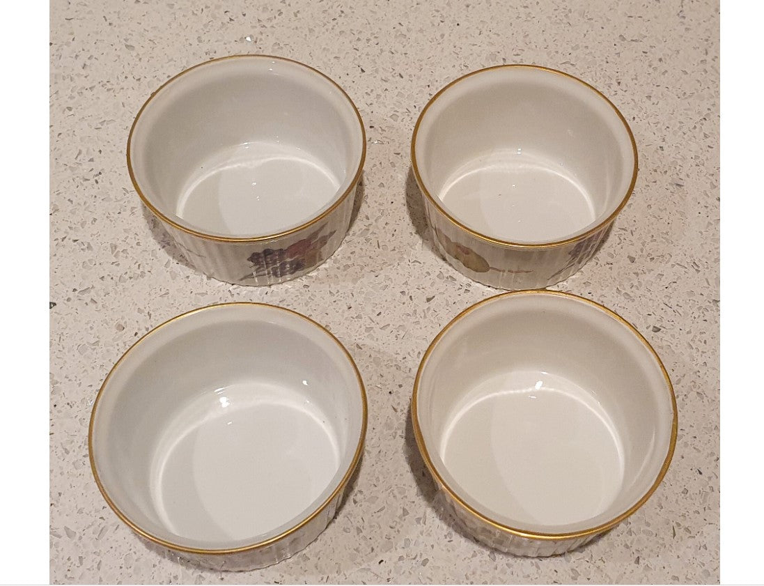 Royal Worcester Ramekins, Evesham Ramekins, Olive, Gold, Gilt edged, Oven to table,