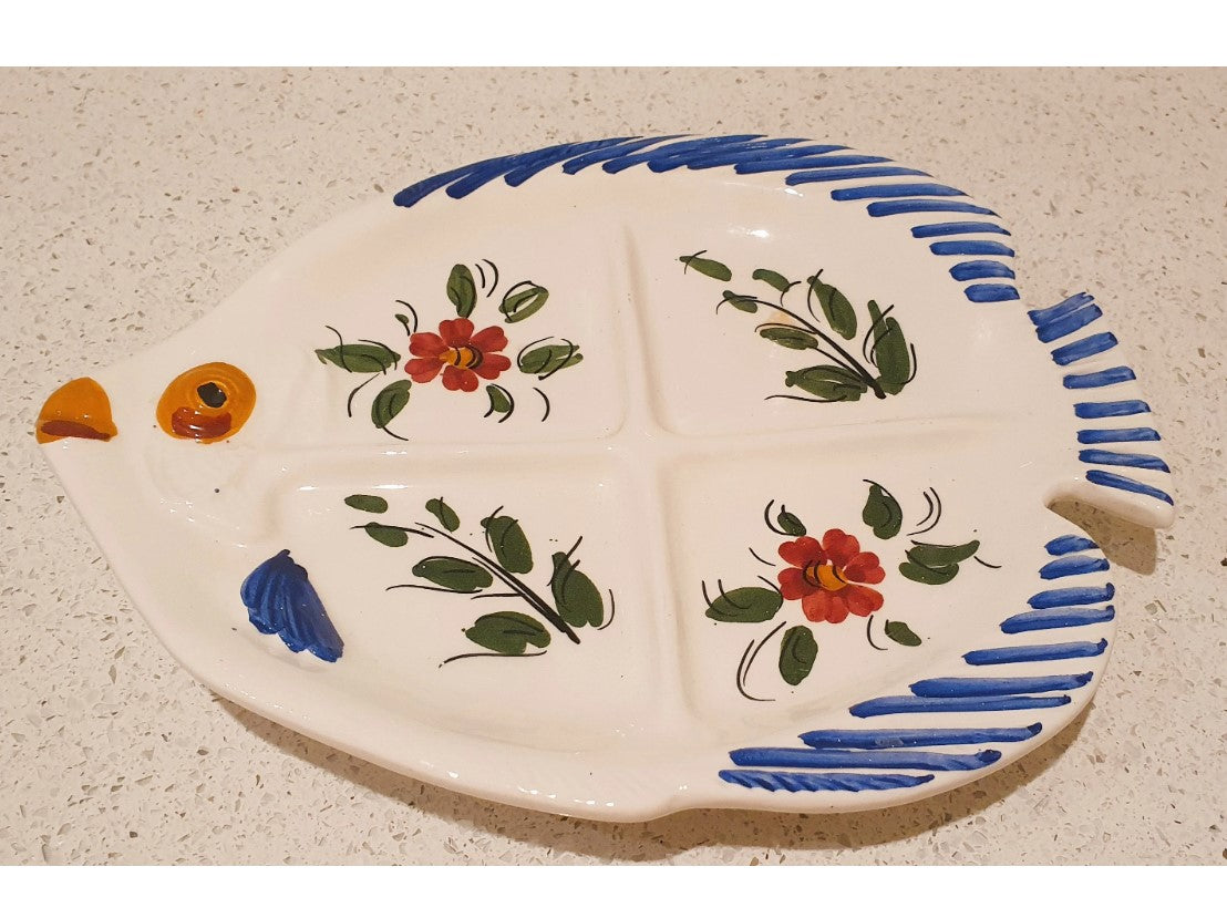 Hand Painted Spanish Platter, fish shaped platter, fish shaped plate, pintado a man