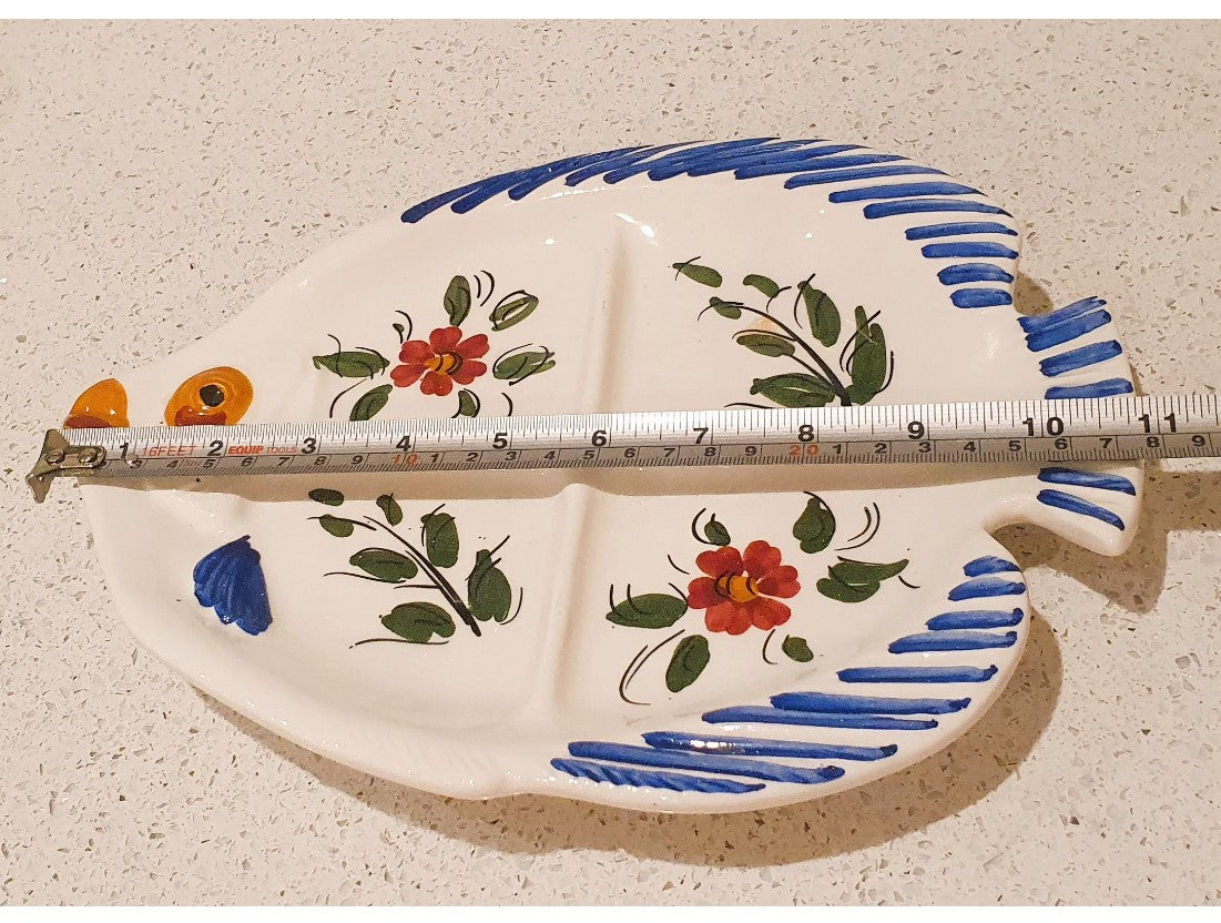 Hand Painted Spanish Platter, fish shaped platter, fish shaped plate, pintado a man