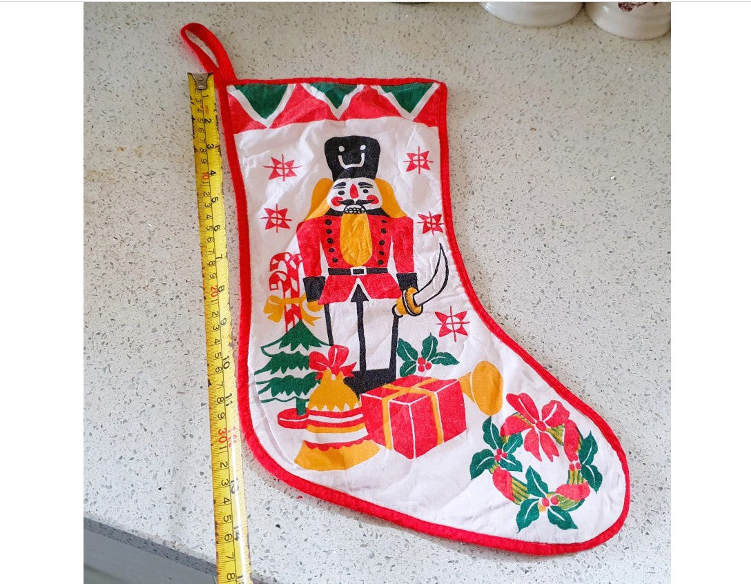 Vintage Christmas Stocking, Nutcracker, Nutcracker Christmas Stocking, Vintage Nutcracker, Circa 1970s