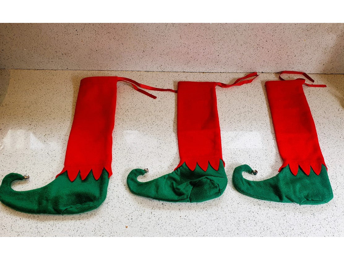 Elf Christmas Stocking, Christmas Elf, Elf Boots, Handmade, Traditional Christmas Stocking, Pre Loved, Christmas Stocking, Christmas Elves