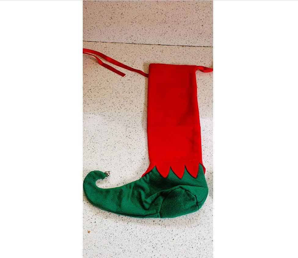 Elf Christmas Stocking, Christmas Elf, Elf Boots, Handmade, Traditional Christmas Stocking, Pre Loved, Christmas Stocking, Christmas Elves