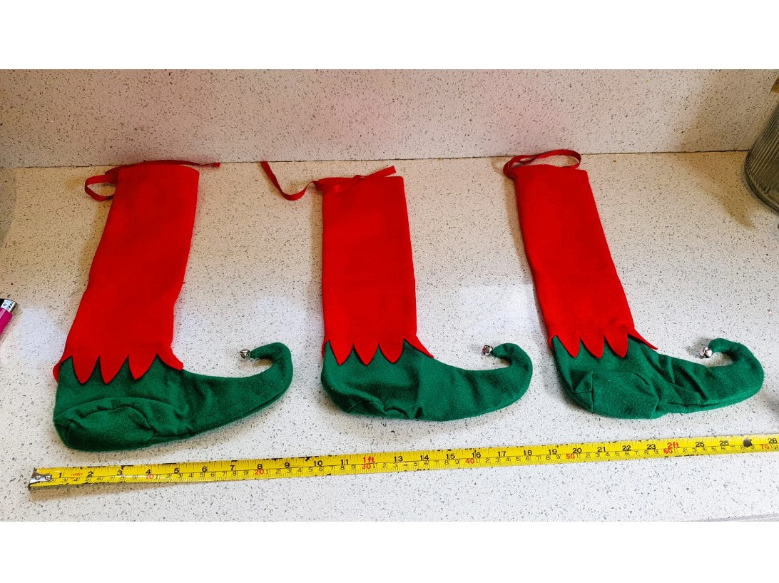 Elf Christmas Stocking, Christmas Elf, Elf Boots, Handmade, Traditional Christmas Stocking, Pre Loved, Christmas Stocking, Christmas Elves