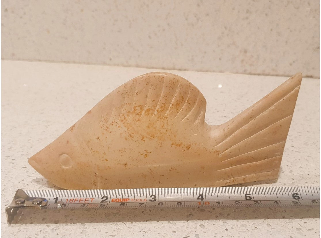 Vintage, Hand Carved Soap Stone Fish, Soap Stone Animal carving, Fish Ornament