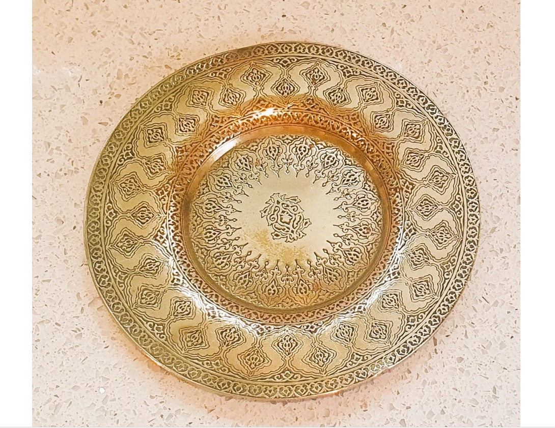 Handcrafted KINCO plate, Engraved, Handmade, Kinco Plate, Brass, Gold, dish, Vintage solid brass, Very Good condition