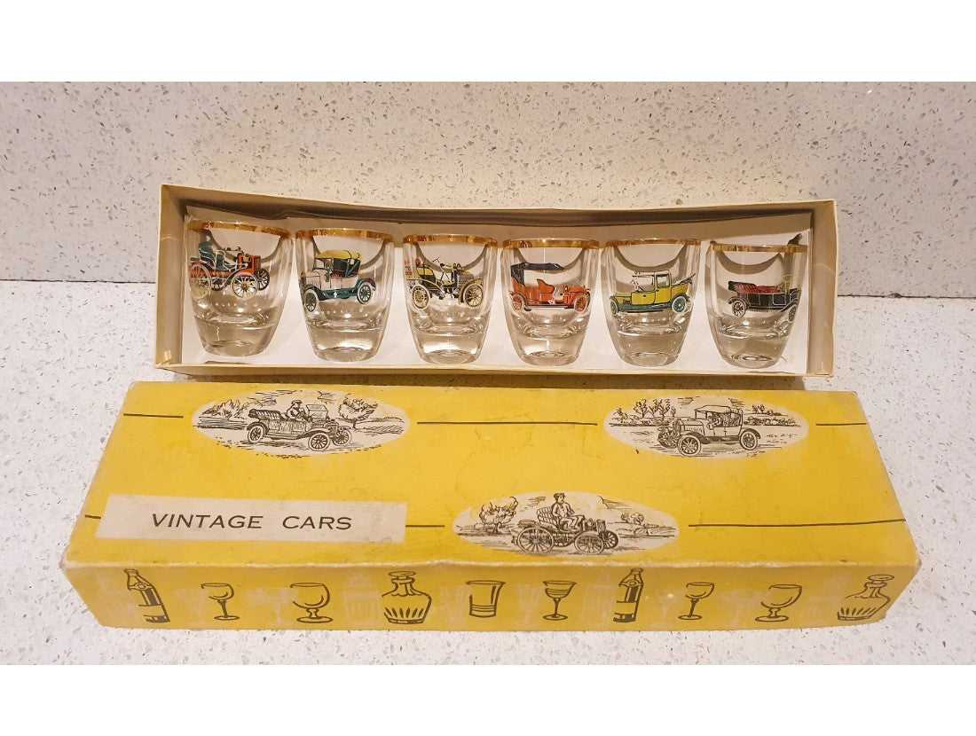 Mid century, Vintage Glasses, Vintage Shorts, Shots Glasses, Immaculate condition, boxed, original vintage packaging