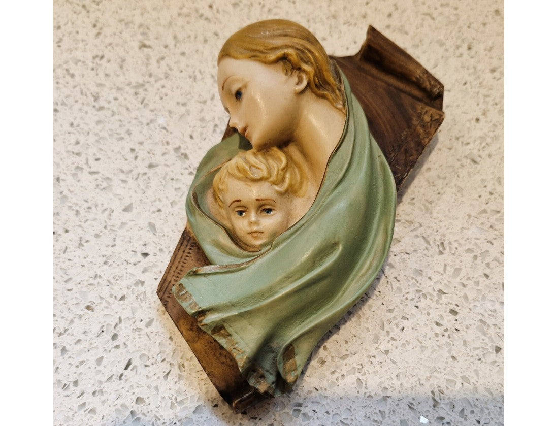 Vintage Hand Painted Plaque of the Virgin Mary, Vintage Catholic Art, Original, 1950s Made In Italy