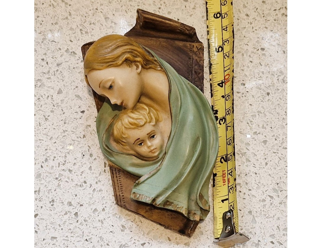Vintage Hand Painted Plaque of the Virgin Mary, Vintage Catholic Art, Original, 1950s Made In Italy
