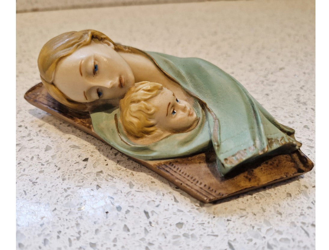Vintage Hand Painted Plaque of the Virgin Mary, Vintage Catholic Art, Original, 1950s Made In Italy