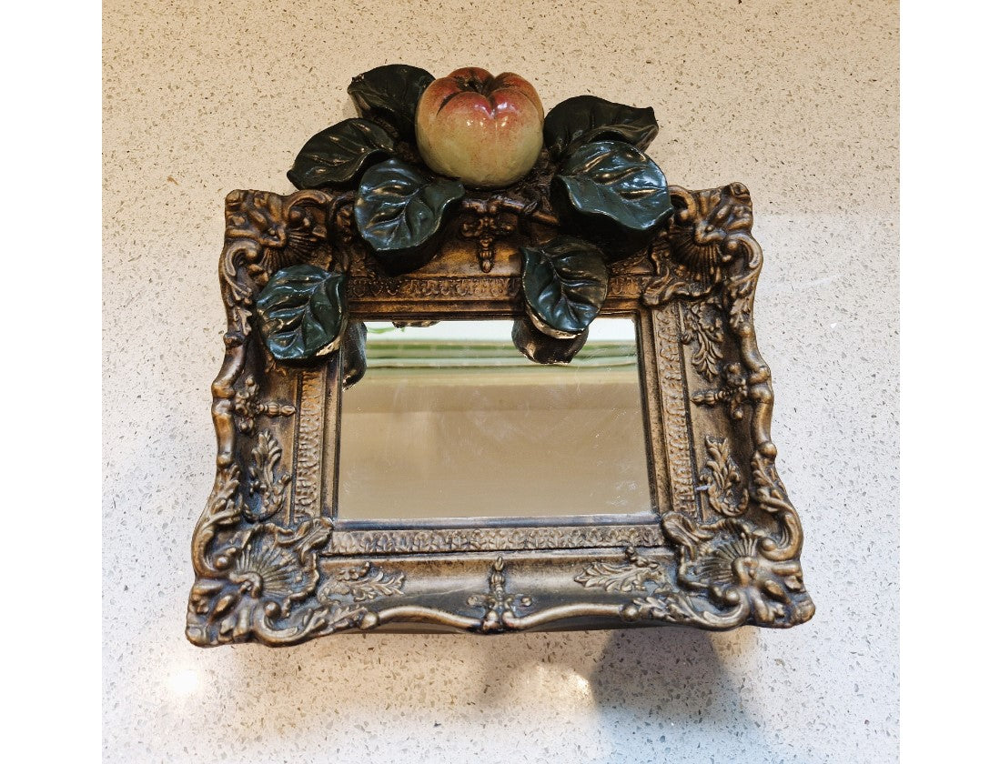 Ornate Mirror, Handcrafted, Ornate Plasterwork Mirror, Gilt, Apples, Leaves, Sculpted, Big Pig Sculpture Co. Nick Read