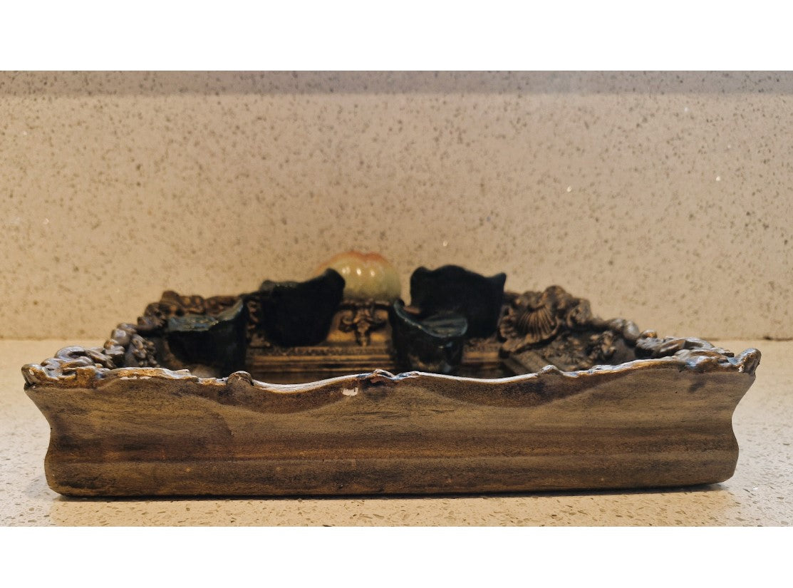 Ornate Mirror, Handcrafted, Ornate Plasterwork Mirror, Gilt, Apples, Leaves, Sculpted, Big Pig Sculpture Co. Nick Read