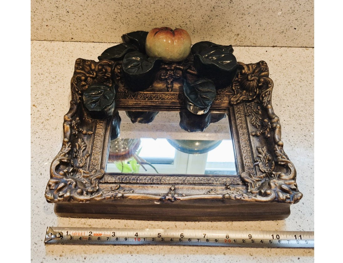 Ornate Mirror, Handcrafted, Ornate Plasterwork Mirror, Gilt, Apples, Leaves, Sculpted, Big Pig Sculpture Co. Nick Read
