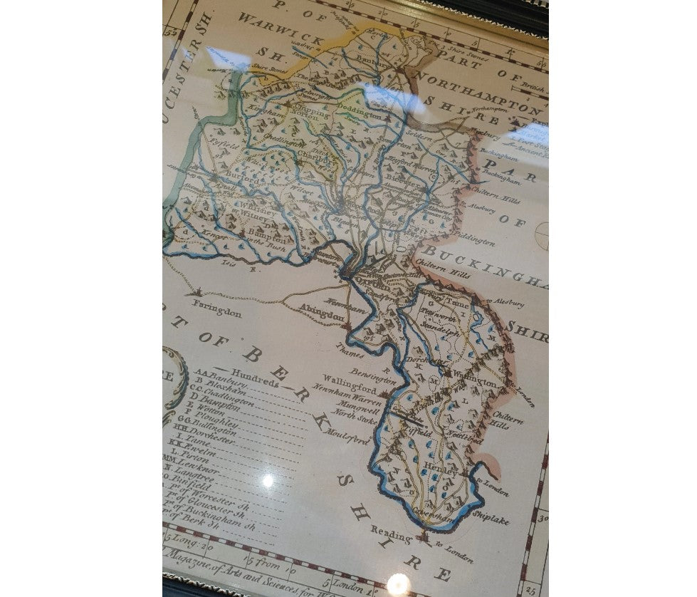 Vintage Print of Oxfordshire, Antique Map of Oxfordshire, Antique Map of Buckinghamshire, Berkshire, Emanuel Bowen