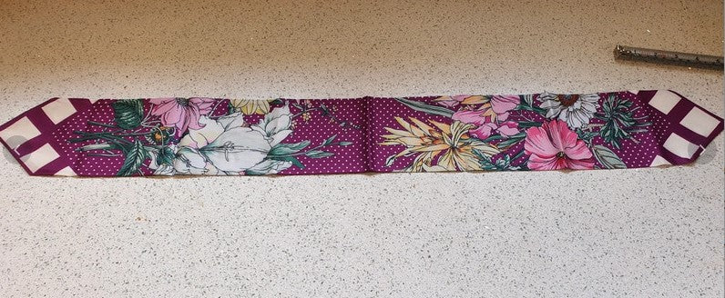 Faux Silk Scarf, Ribbon scarf, Neck Scarf, Purple, Floral, Wide, Bag Scarf, Long