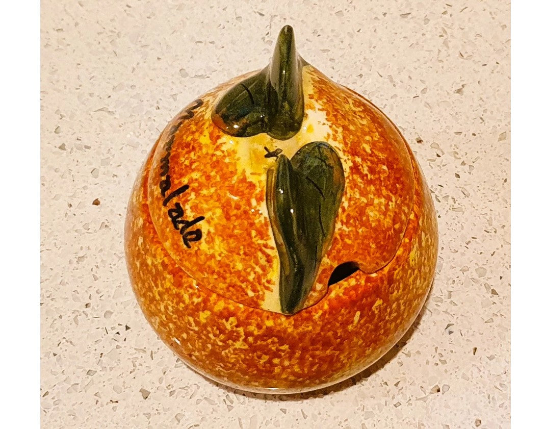 Vintage Marmalade Jar, Toni Raymond, Marmalade Jar, Ceramic, Orange Shaped Jar, Marmalade Pot Jam Pot, Orange, with lid, 60s Kitchen, Kitsch, Quirky